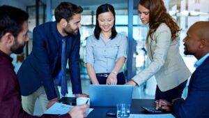 team working on laptop